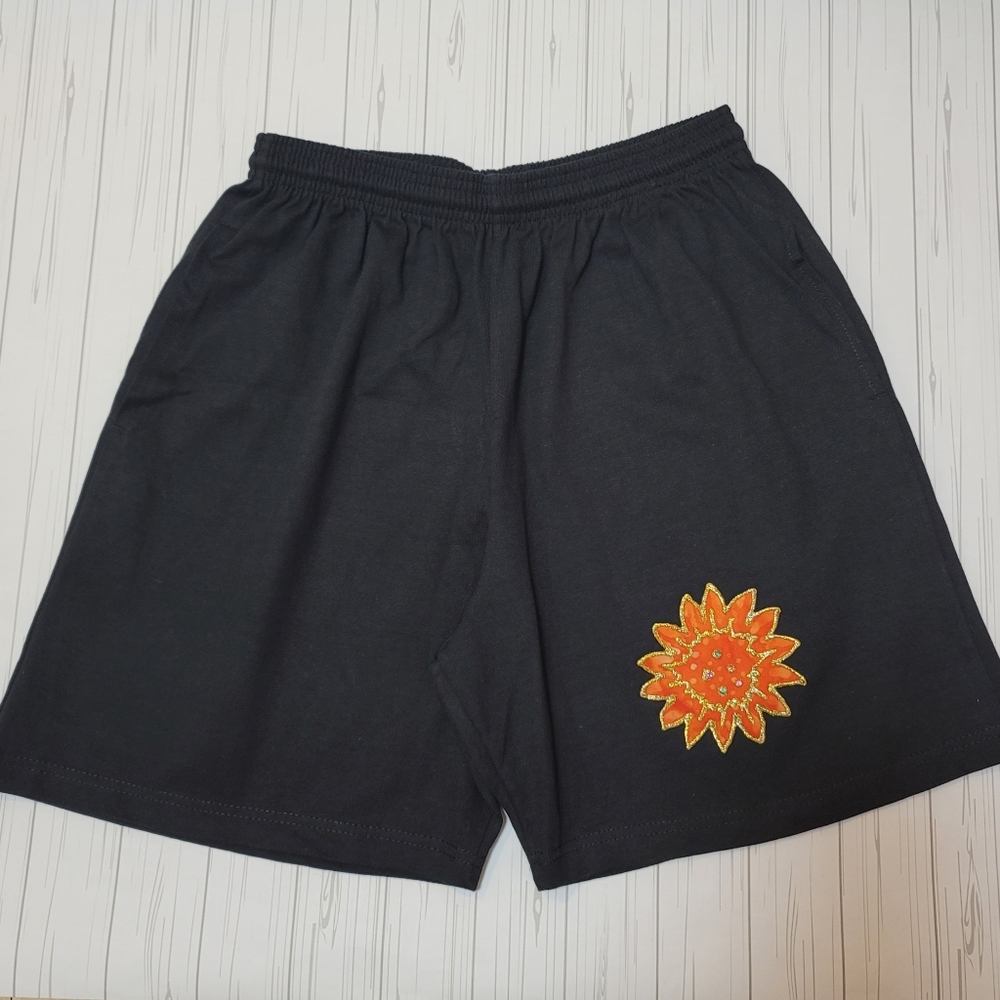 Shorts with Sunflower Embellishments